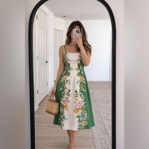 Farm Rio Women's Sweet Bloom Dreamscape Linen-Blend Midi-Dress